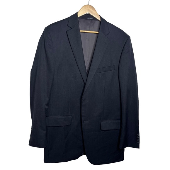 Pronto Uomo Black Two Button Suit Coat Wool Blazer 42L - Picture 2 of 11